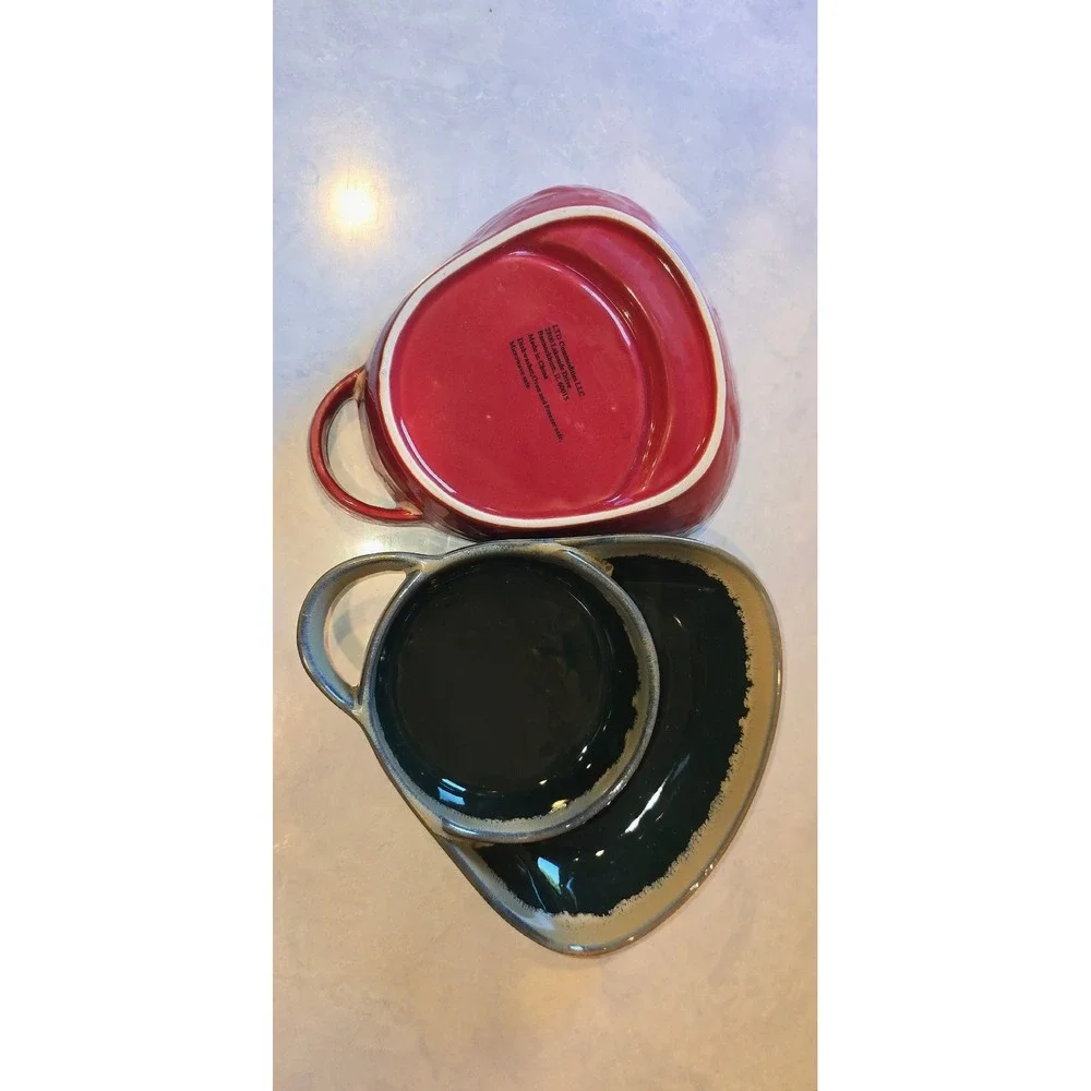 Lakeside Collection Stoneware Nesting Bowls Set Red Black Reactive Glaze 4 Piece